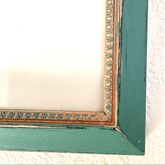 ORIGINAL FRAMED ART PRINT Abstract Green Crayon Pencil Drawing in Painted Frame - Picture 7 of 7